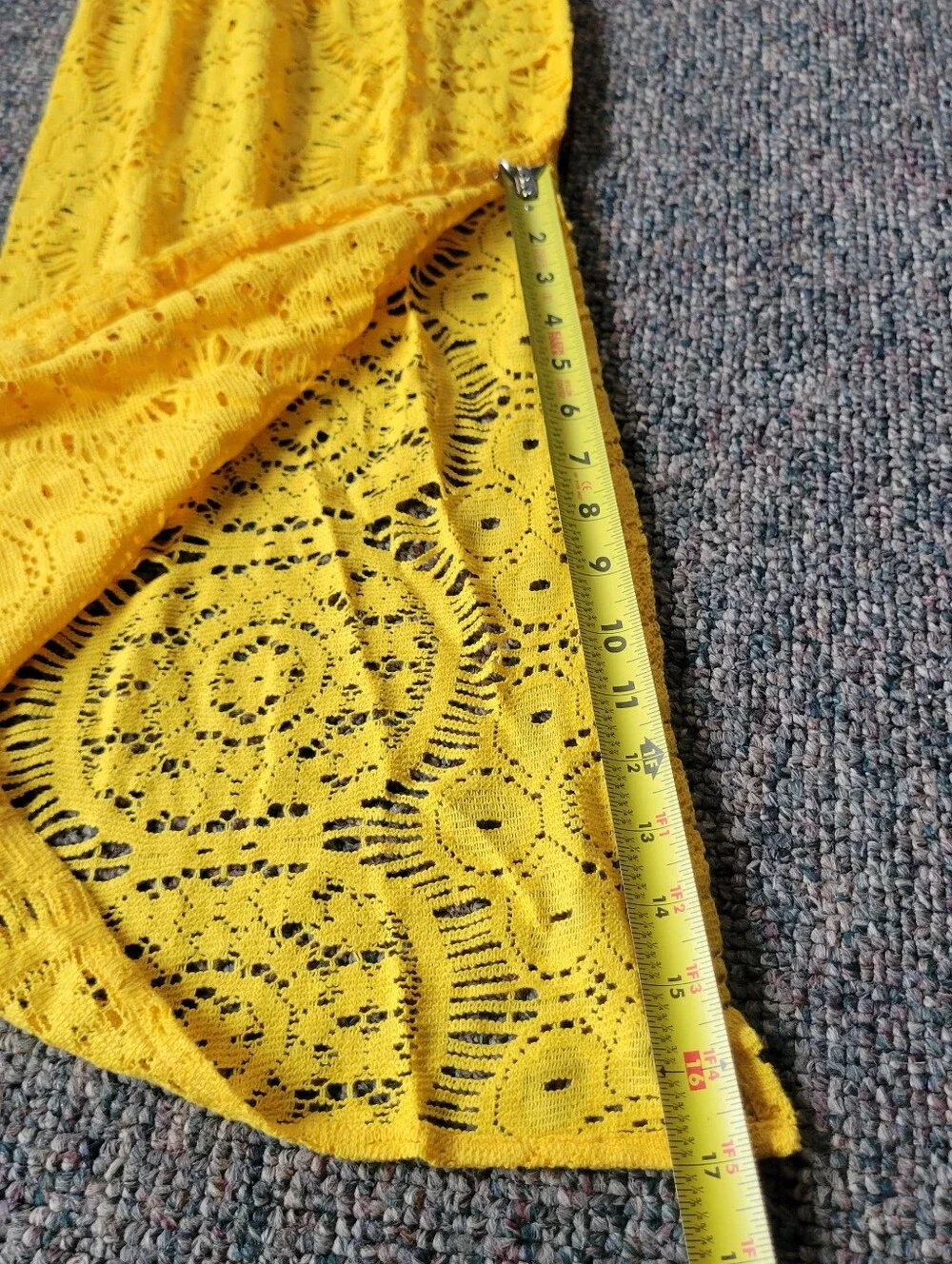 Yellow Crochet Lace Swim Coverup Set - Crochet Slitted Pants & Crop Top